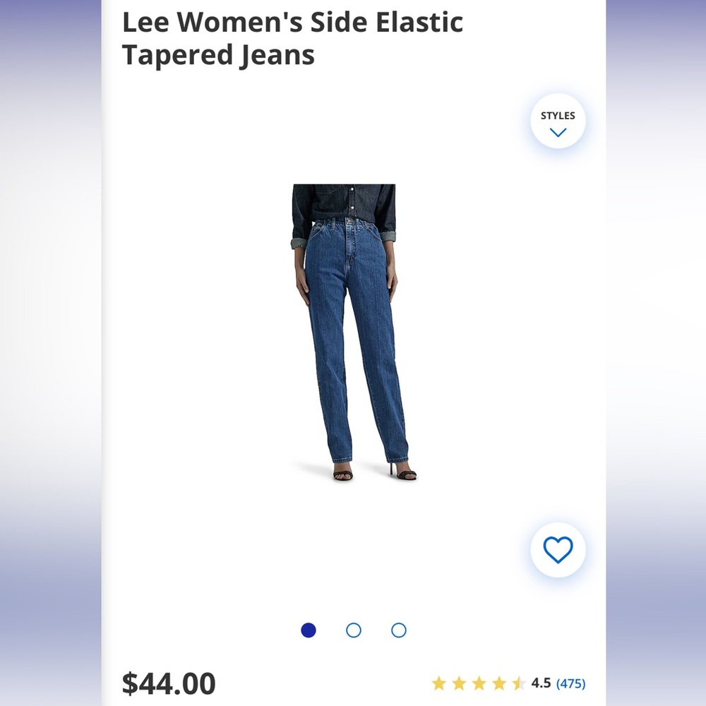 Lee Blue Straight Leg Jeans with Side Elastic